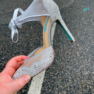 Silver Bedazzled Tie Heels
